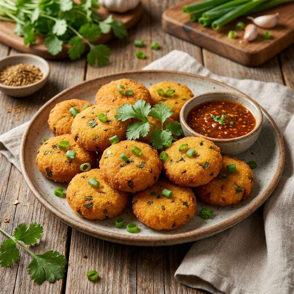 Bonbon piment Goutali servis sur une assiette avec sauce
