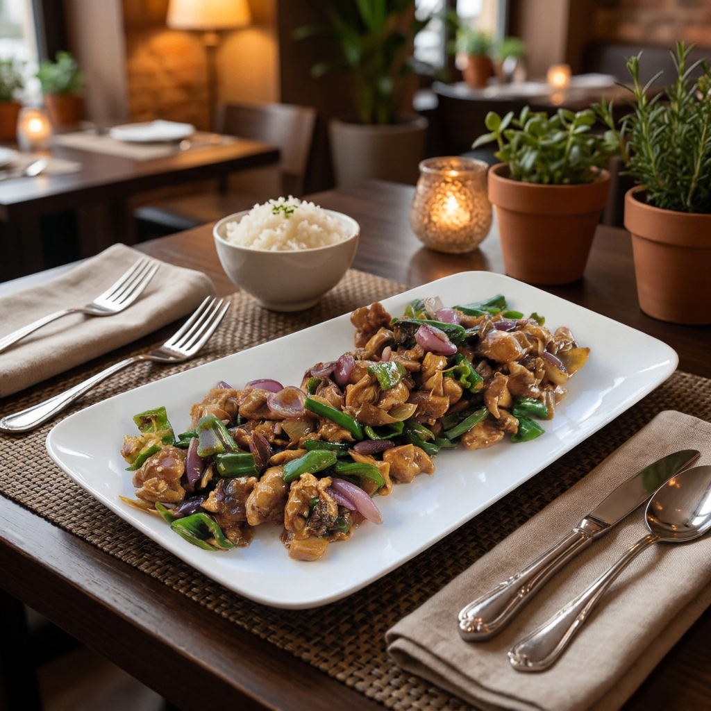 Shop suey poulet Goutali servi avec riz